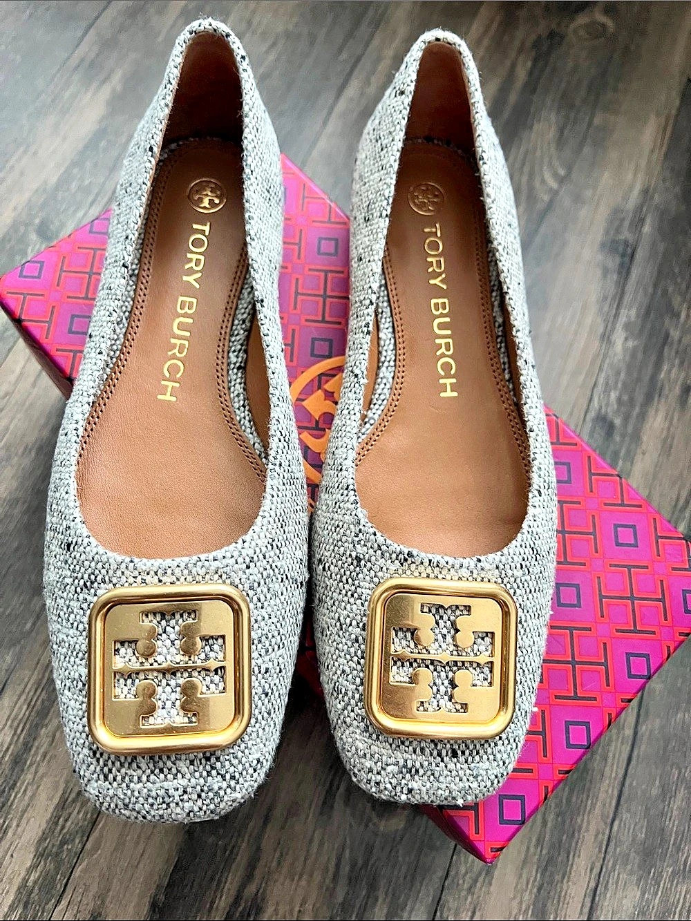 Tory Burch Georgia Ballet Wool Flats Gray US 8